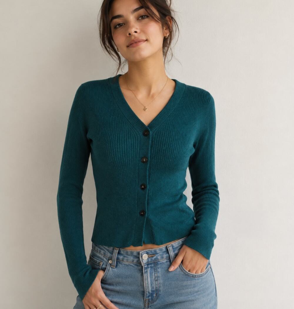 NAADAM Silk Cashmere Cardigan Green Large